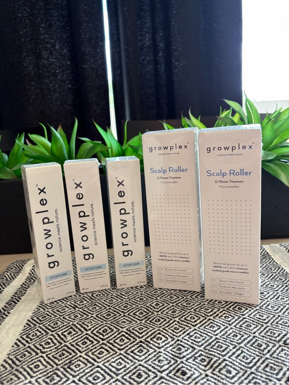 NEW SEALED Growplex - foam x3, scalp roller x2 (retail ~$200)